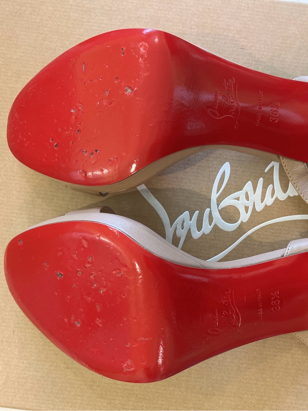 Christian Louboutin Nude Slingback Heels Sandals 100 - Picture 6 of 11